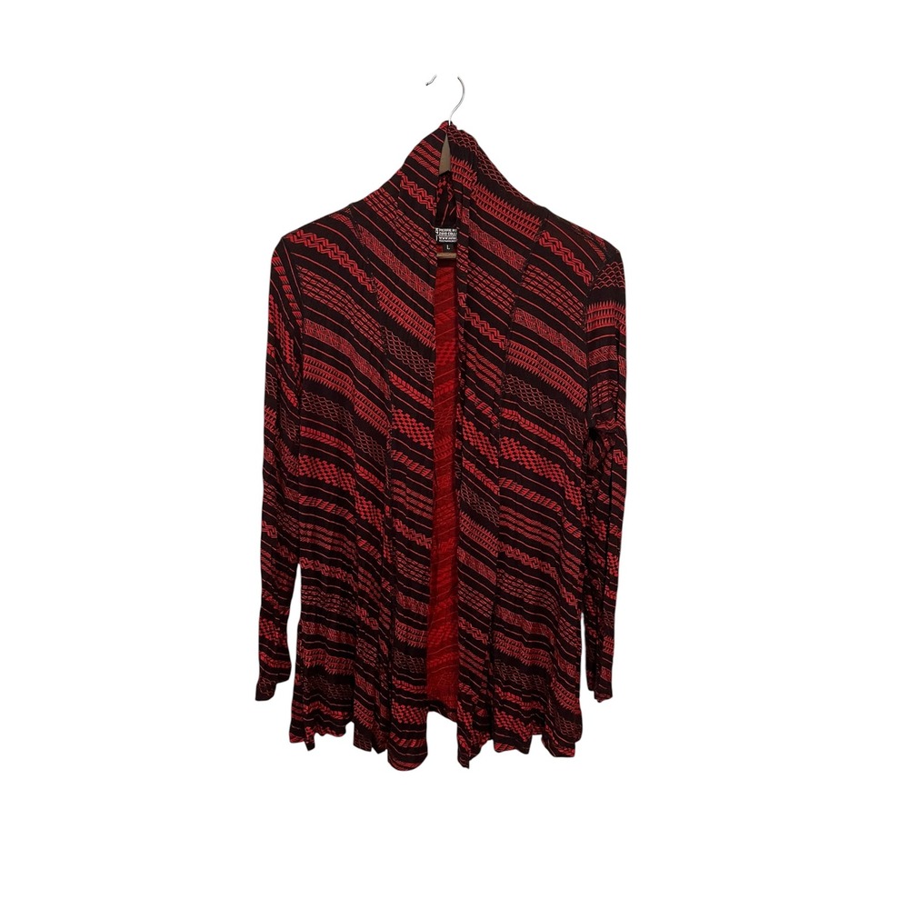 Hawaii's Finest Cardigan Large Red Black Hawaiian Print